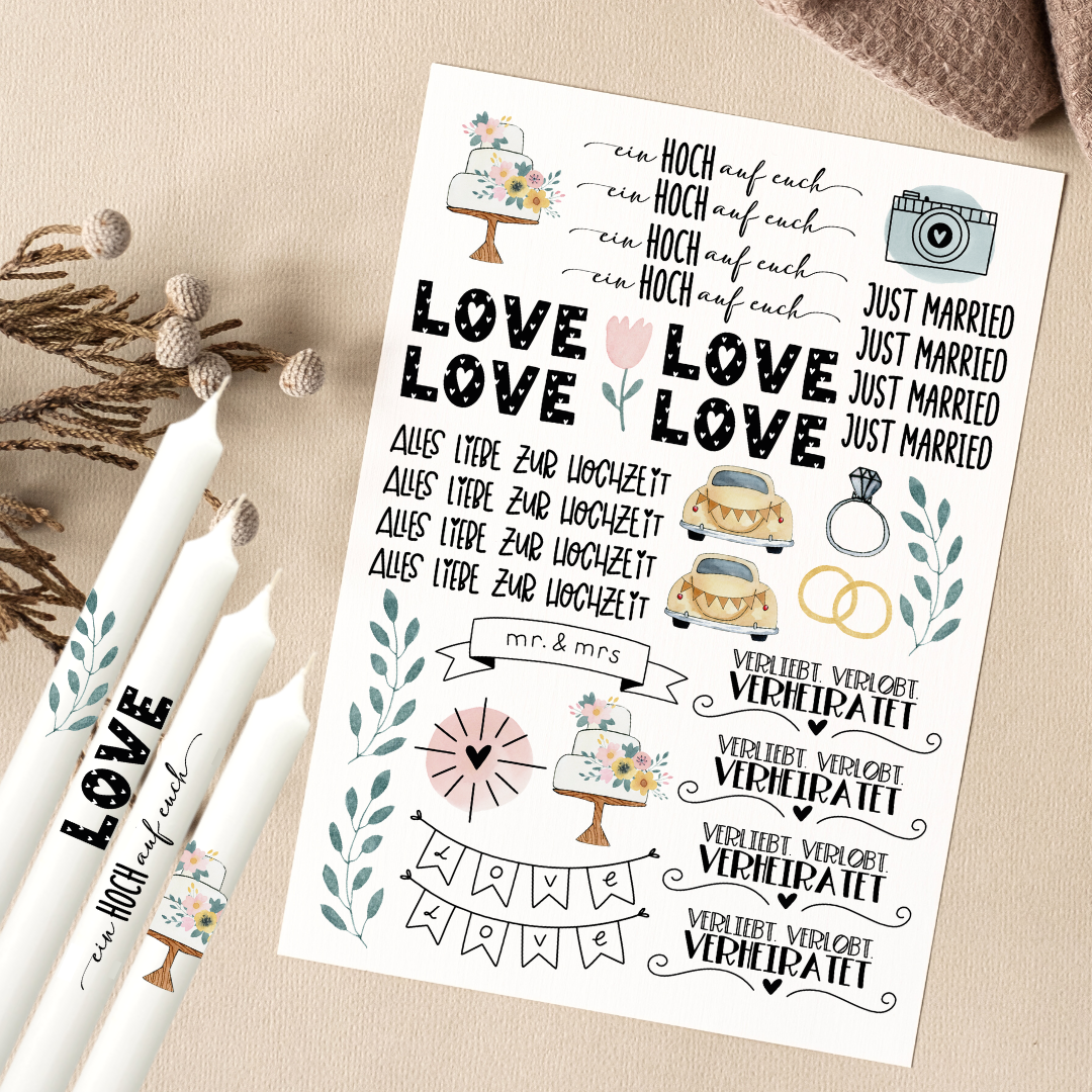 Kerzentattoo "Hochzeit in Farbe"