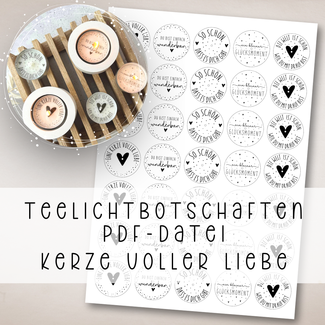 Teelichtbotschaft PDF  "Kerze voller Liebe"