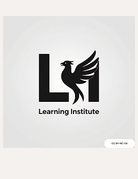 Abalck and white logo for Learning Institute with a phoenix
