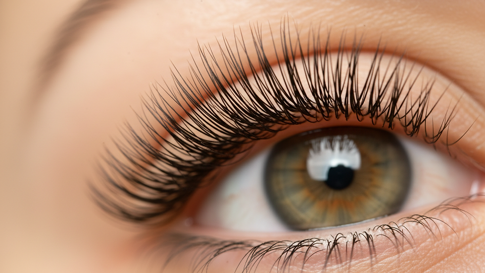 Eye-level view of natural lashes curled after a lash lift treatment