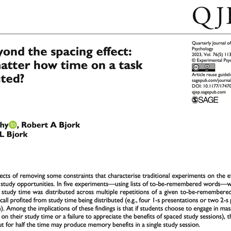 Going Beyond the Spacing Effect: Does it Matter How Time on a Task is Distributed?
