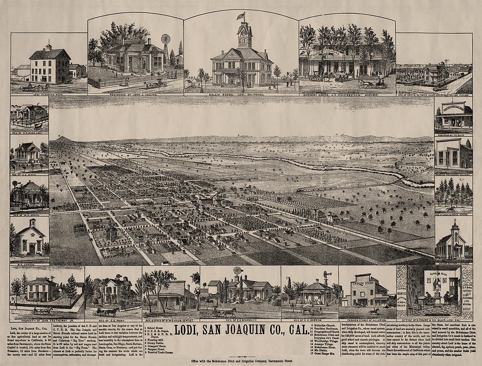 Birdseye Map of Lodi circa 1887
