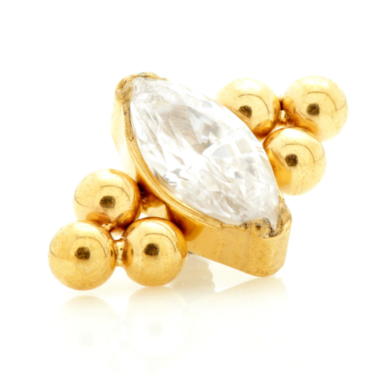 Zircon Gold Ti Internal Jewelled Bezel Marquise with Tri Beads Attachment (0.9mm