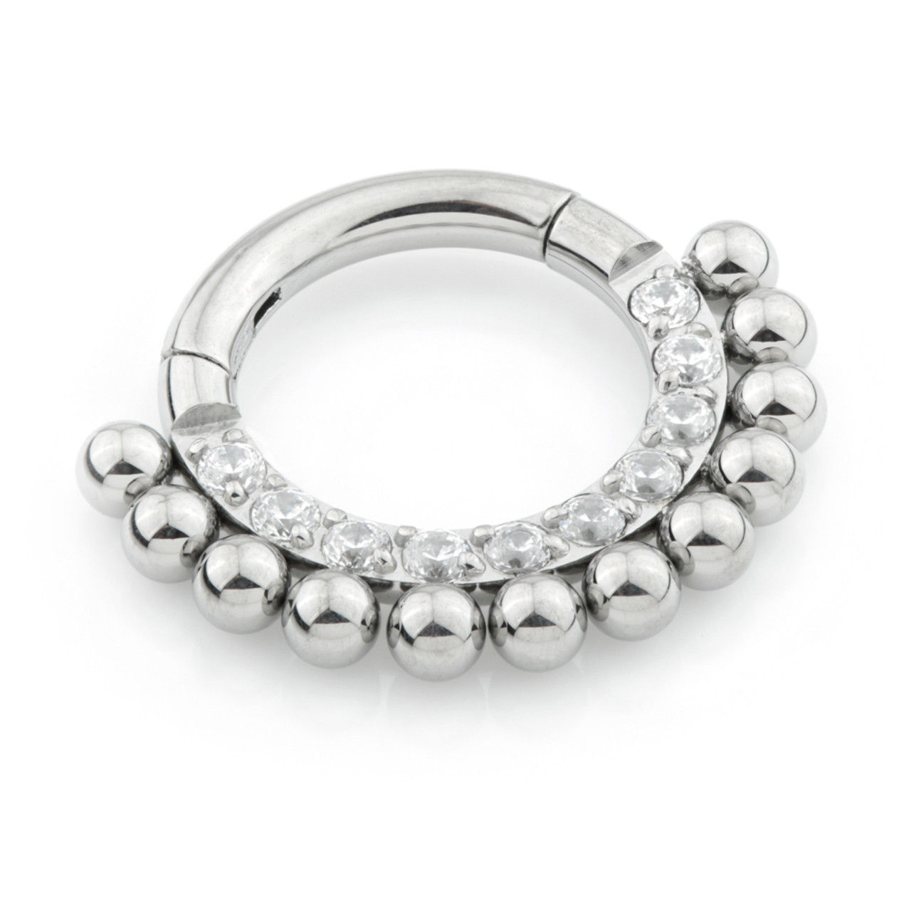Pave Gems Tribal Bead Hinged Ring