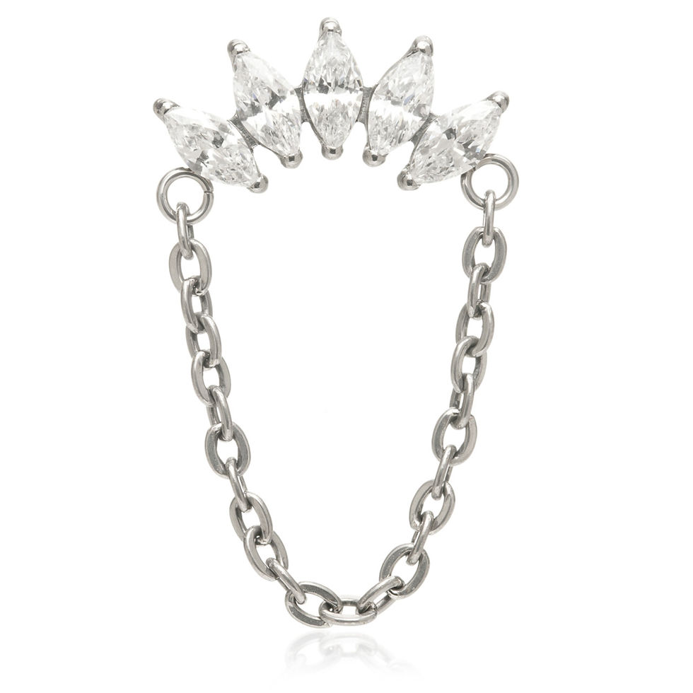 5 Prong Marquise with Hanging Chain Internal Thread Attachment