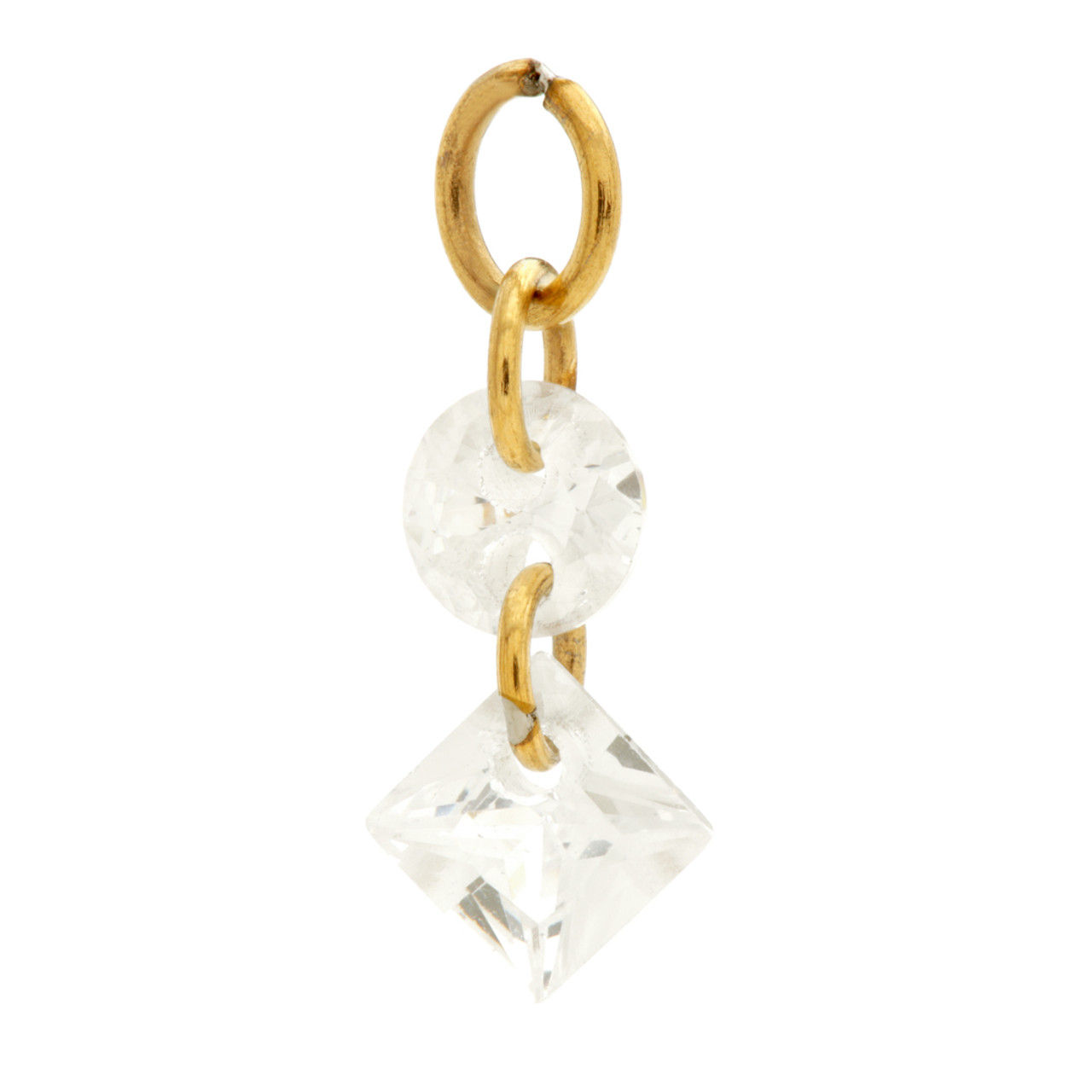 Zircon Gold Ti Double Round and Princess Cut Gem Charm Attachment