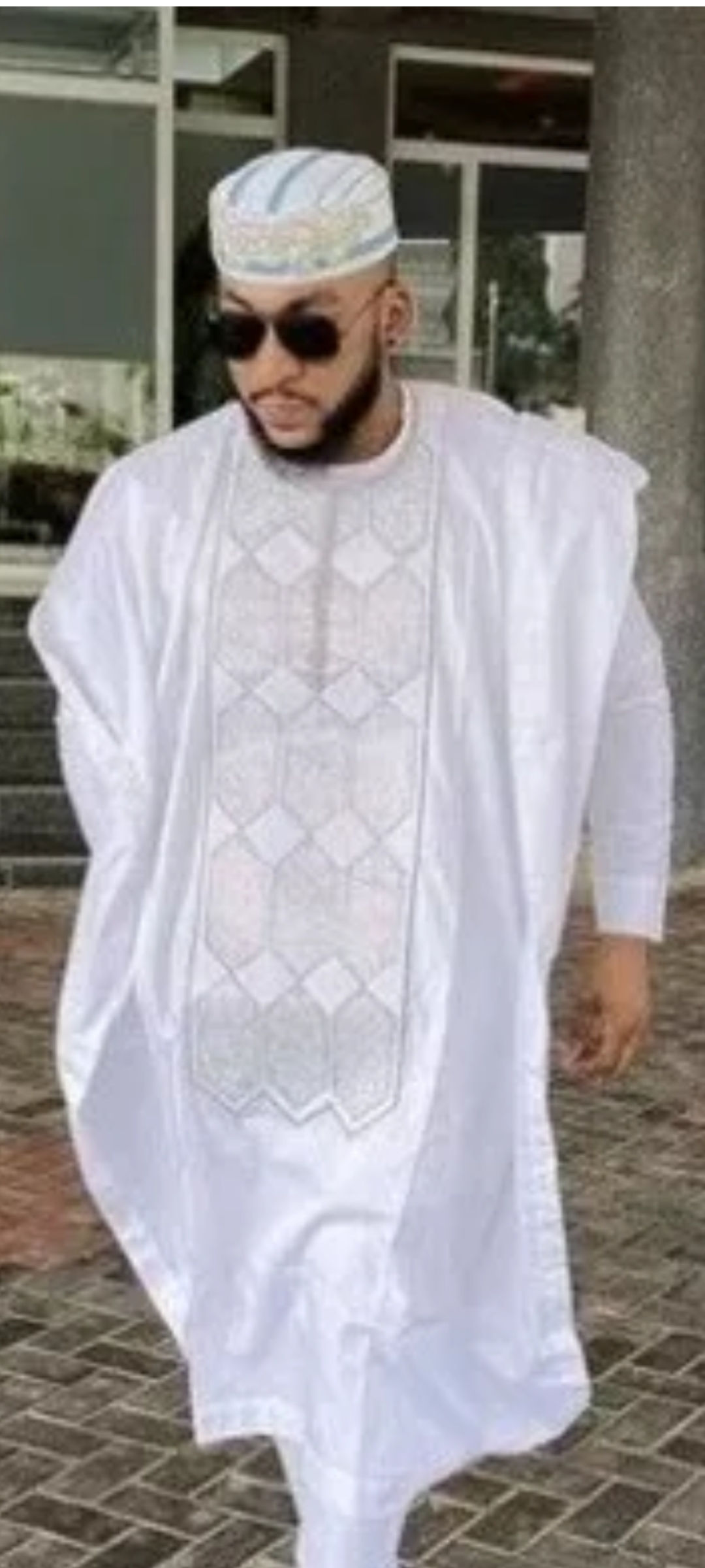 All White Agbada Babariga 3 Pcs Men's Kaftan African Clothing African Groom Suit