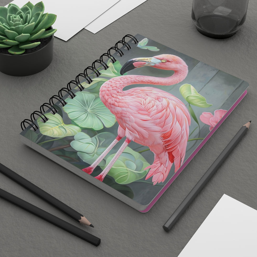 Fancy Flamingo Spiral Bound Journal Design -- Hot Pink
