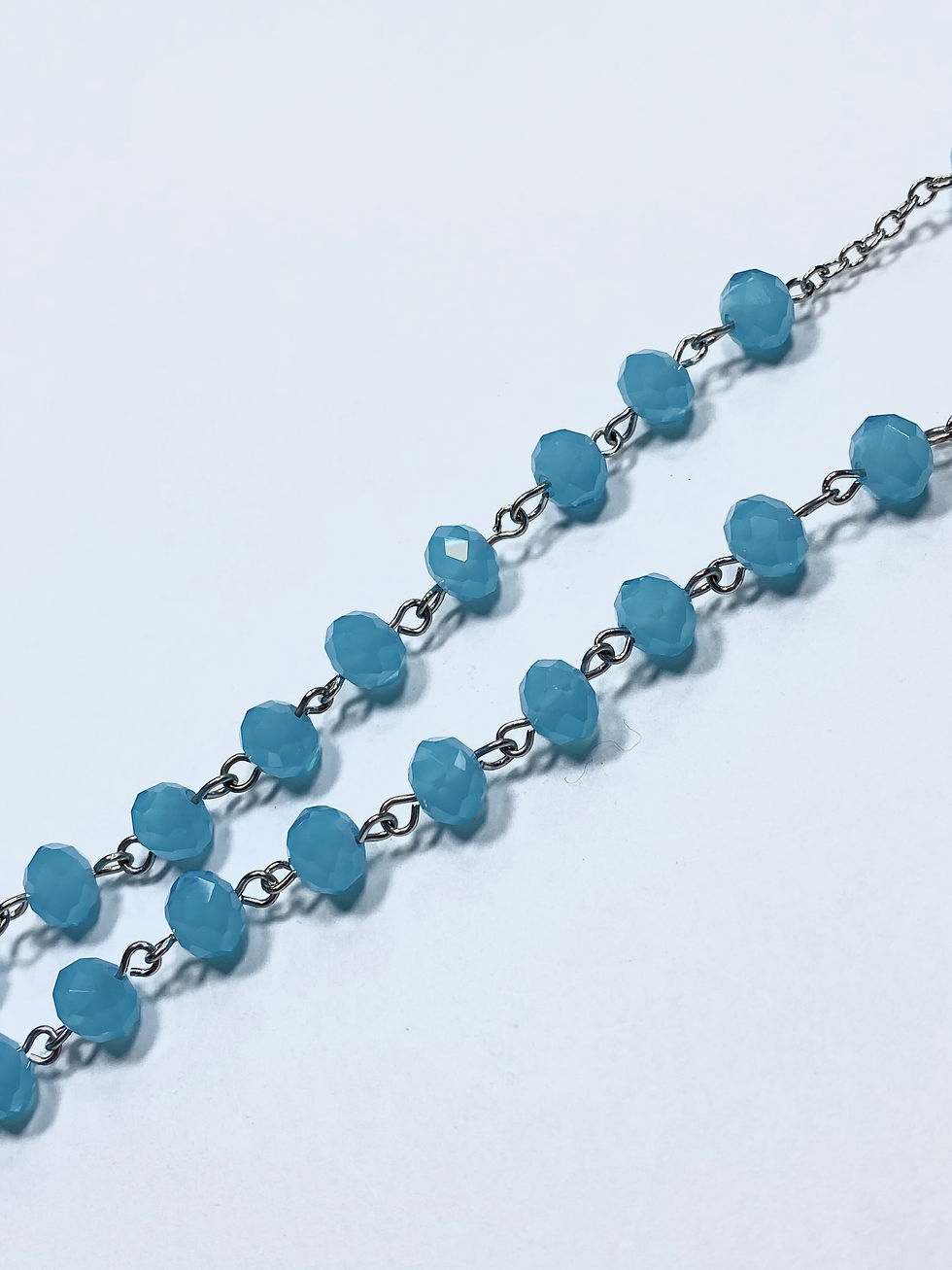 Thumbnail: Faceted Light Blue Glass 6mm Bead Rosary