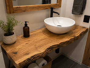 live edge furniture in a bathroom