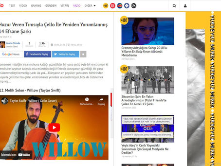 onedio.com Çello Cover Çalışmamı yayınladı.