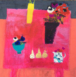 Anemones and Three Pears