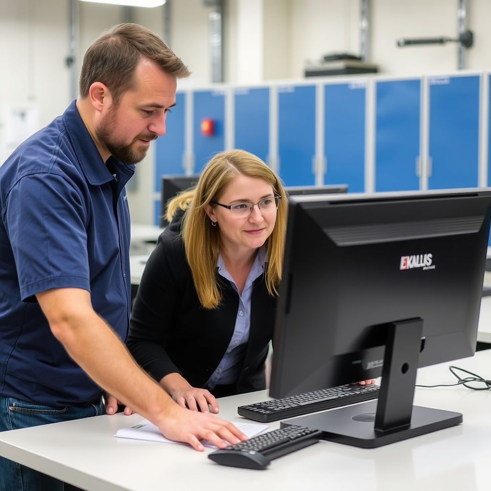 Eye-level view of a technician conducting an industrial X-ray inspection