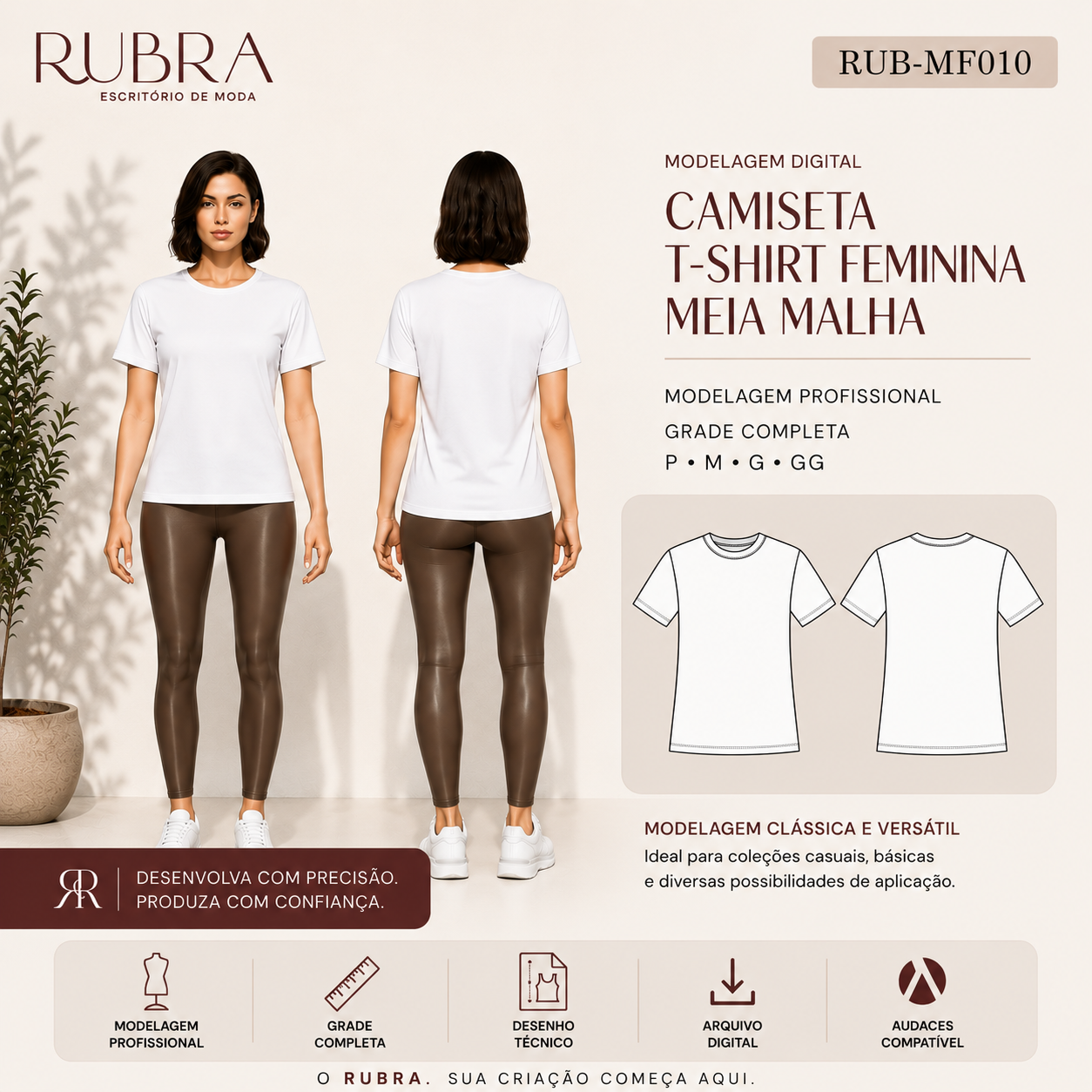 T-shirt fem meia malha | RUB-MF010