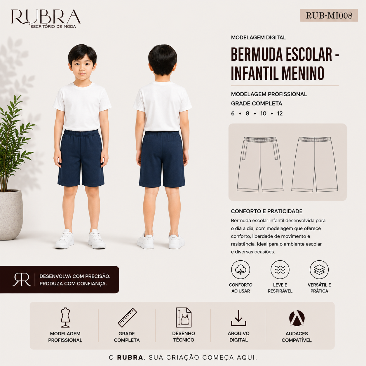 BERMUDA ESCOLAR - INFANTIL MENINO | RUB-MI008