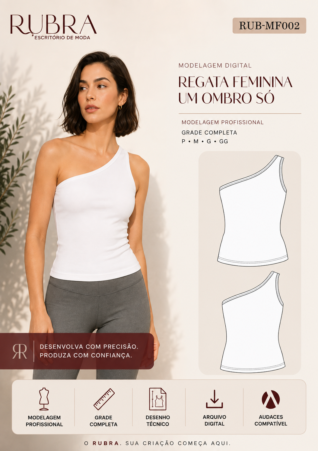 REGATA FEM. UM OMBRO SÓ | RUB-MF002