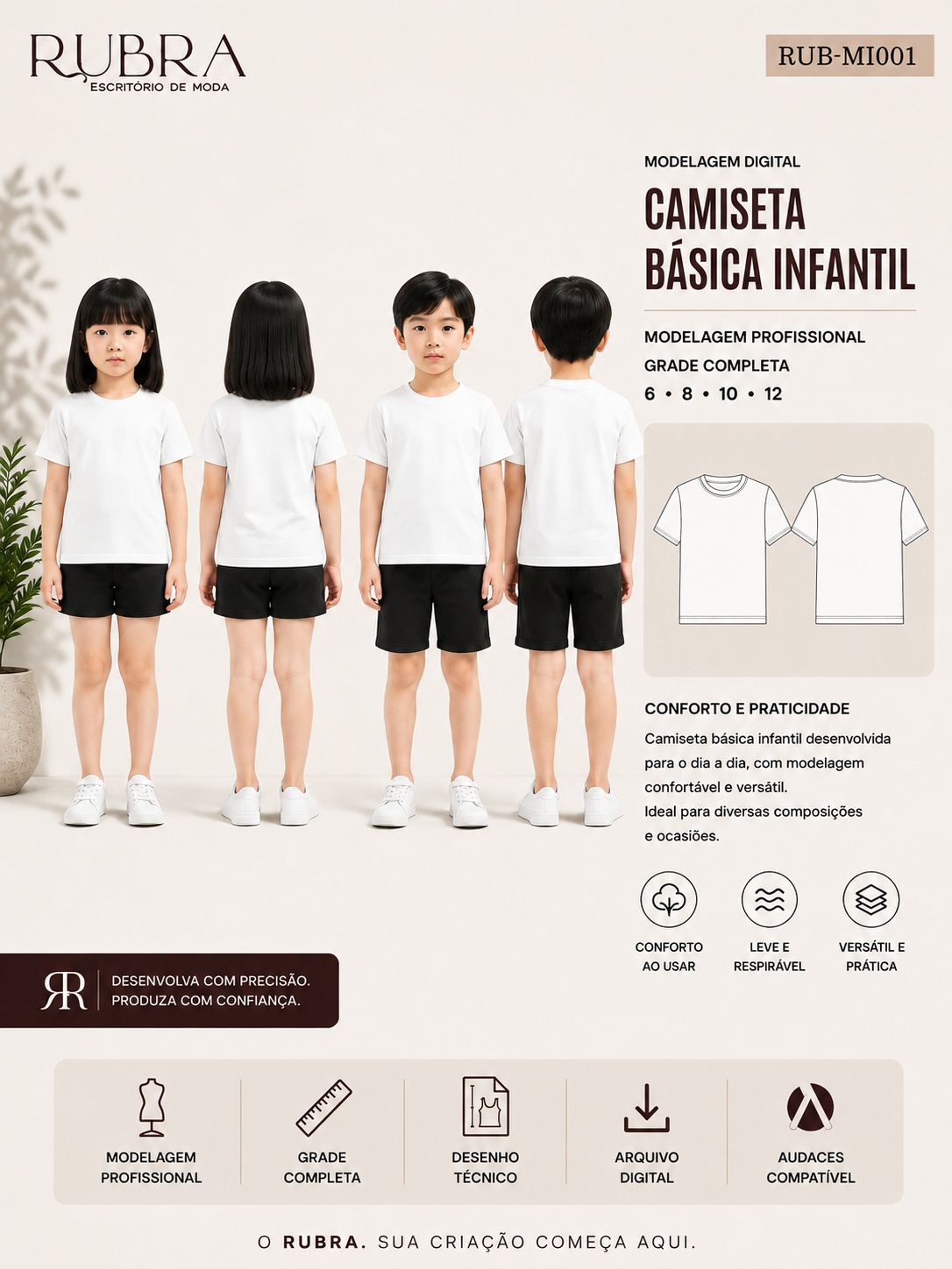 CAMISETA BÁSICA INFANTIL | RUB-MI001