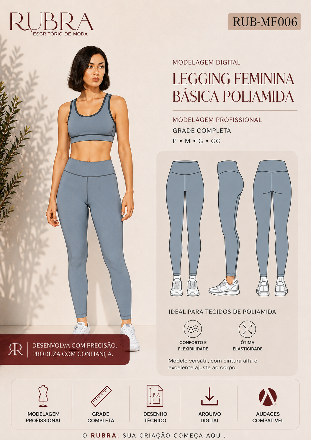 LEGGING FEM. BÁSICA POLIAMIDA | RUB-MF006