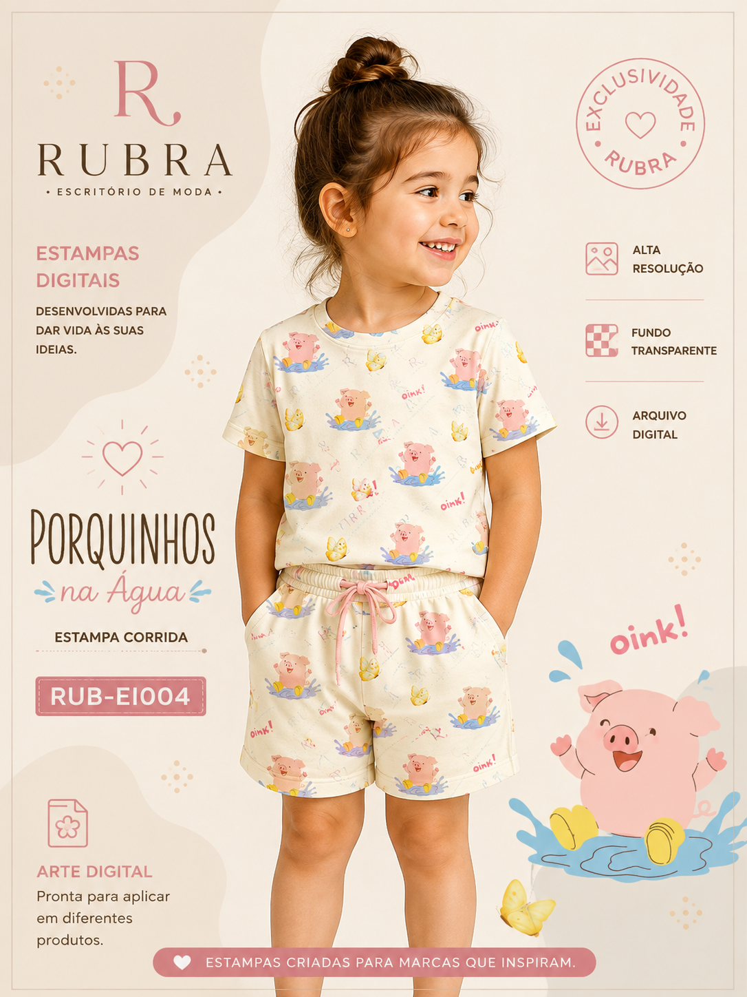 ESTAMPA | Porquinhos na Água | RUB-EI004