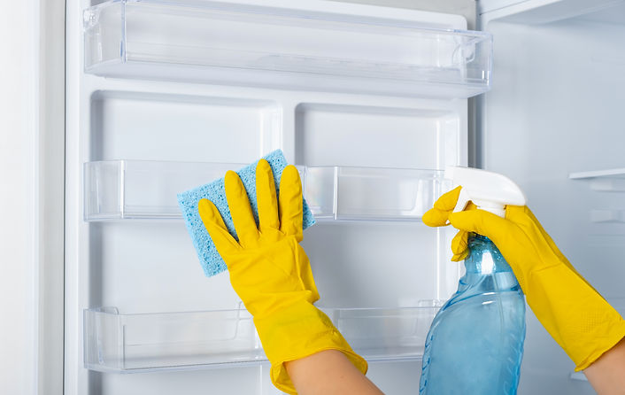 woman-s-hands-yellow-rubber-protective-glove-blue-sponge-washes-cleans-refrigerator-shelve