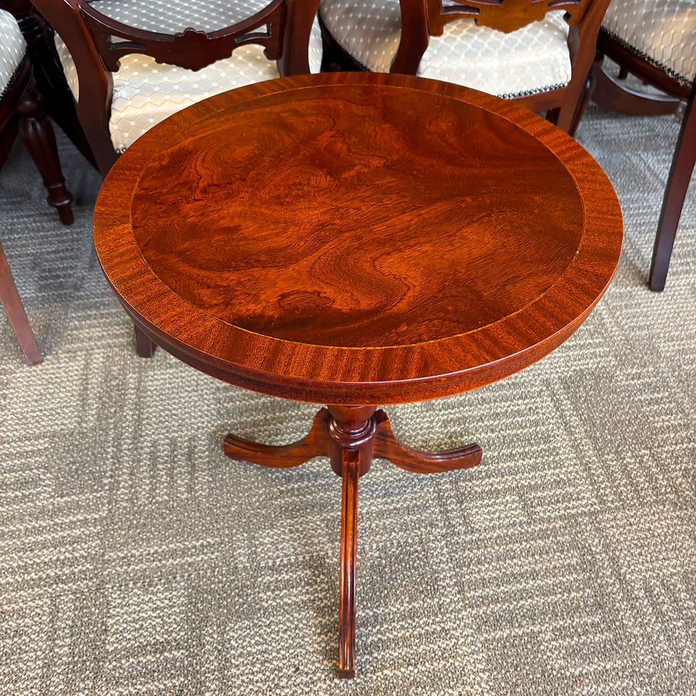 Thumbnail: Beautiful mahogany flamed round occasional side table