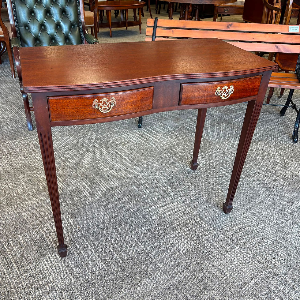 Thumbnail: Edwardian mahogany bow ended console table & two drawers