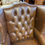 Thumbnail: Queen Anne high back leather Chesterfield arm chair - TAN