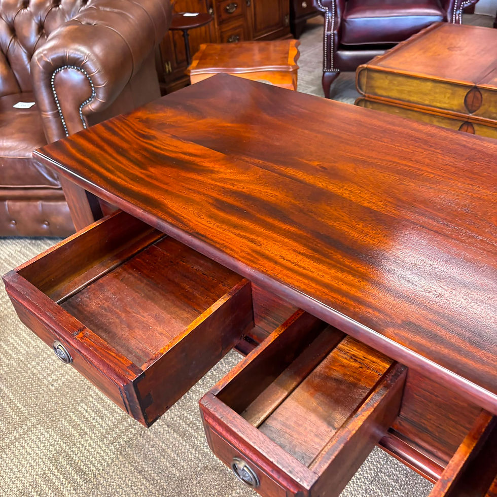 Thumbnail: Elegant antique-style, five-drawer mahogany console hall table