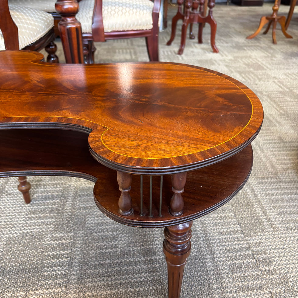 Thumbnail: Vintage regency mahogany kidney bean table