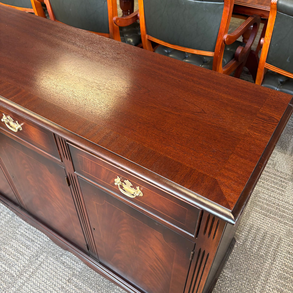 Thumbnail: Mahogany three drawer sideboard
