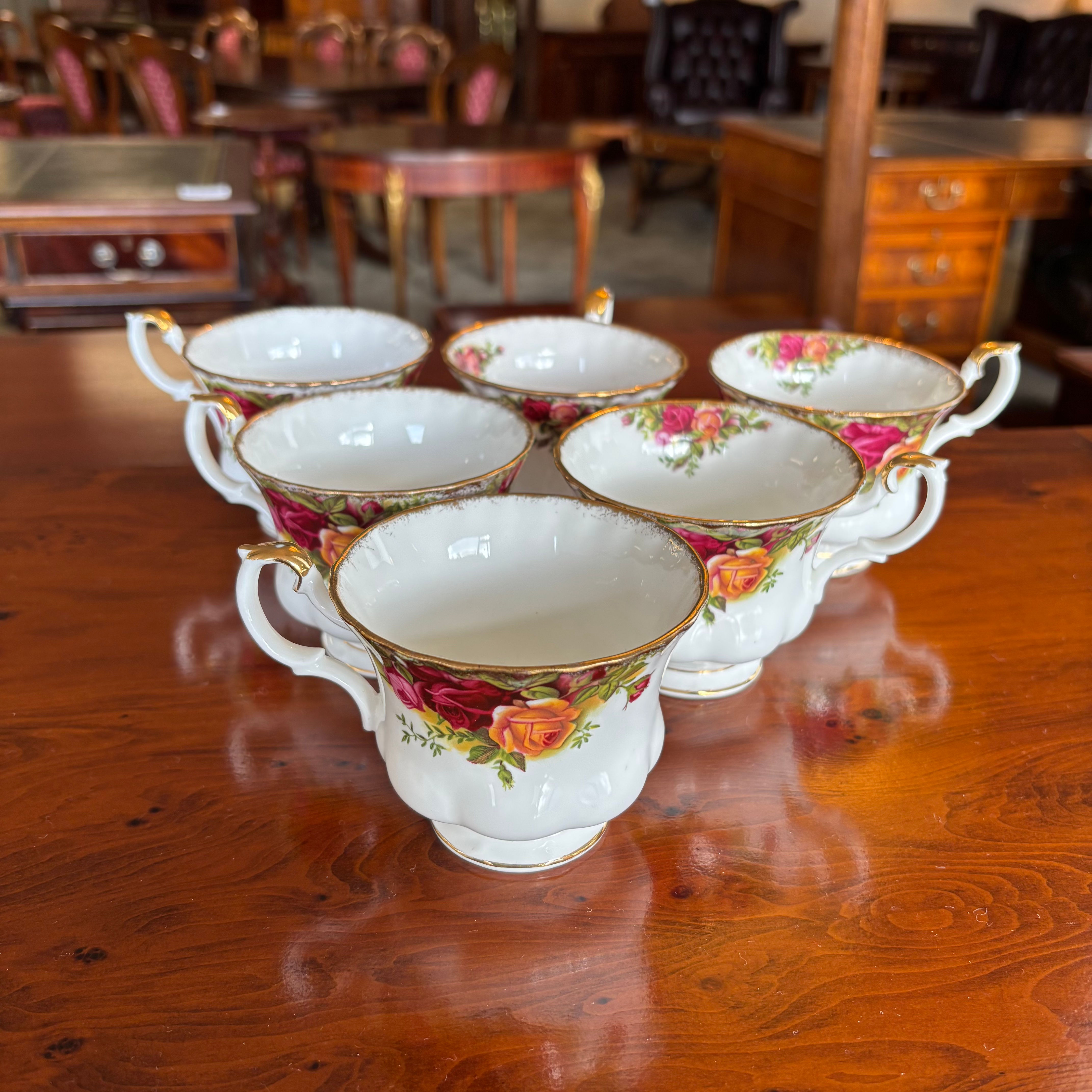 Set of 6 Old Country Rose tea cups