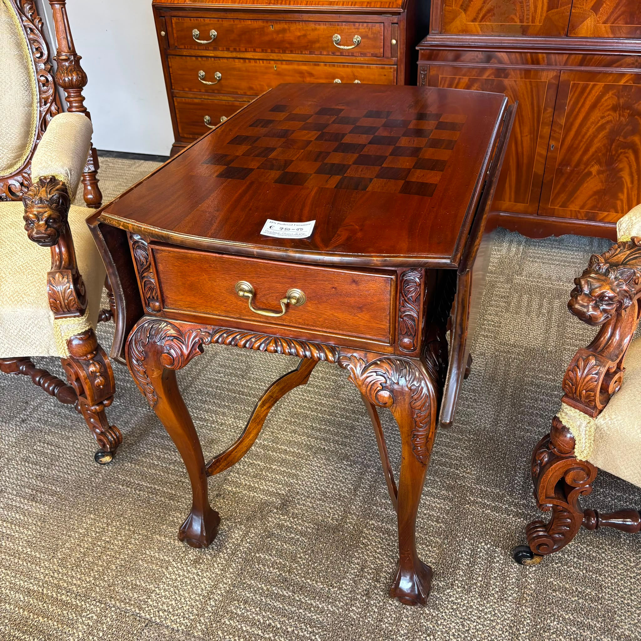 William IV mahogany chest top drop leaf table
