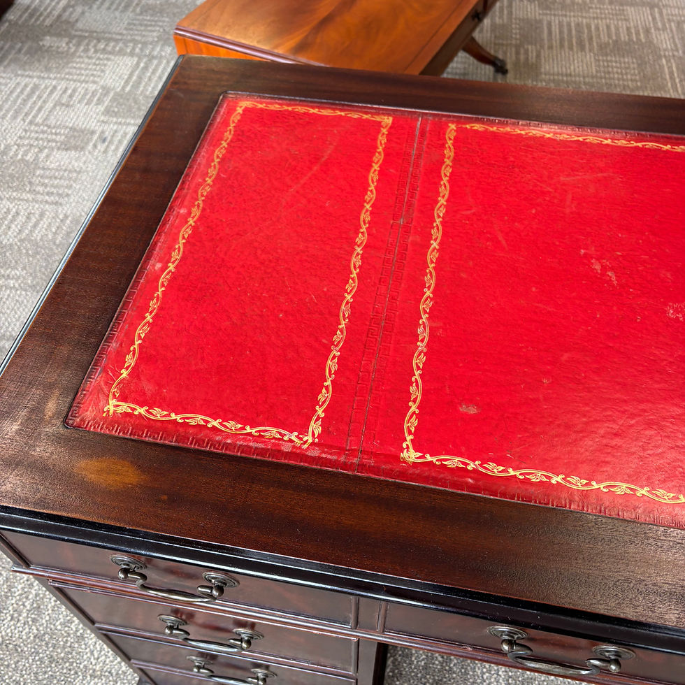 Thumbnail: Mahogany red leather top twin pedestal writing desk