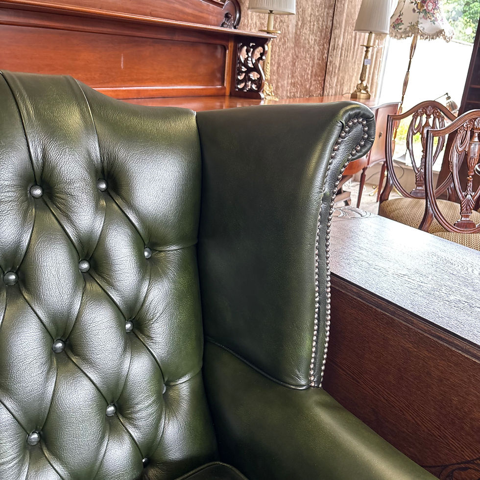 Thumbnail: Queen Anne high back Chesterfield arm chair - GREEN