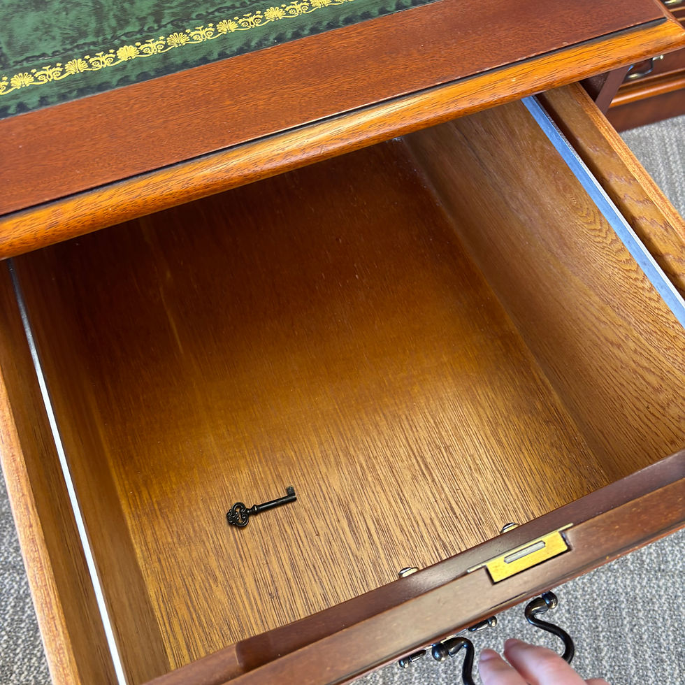 Thumbnail: Stunning green leather top filing cabinet