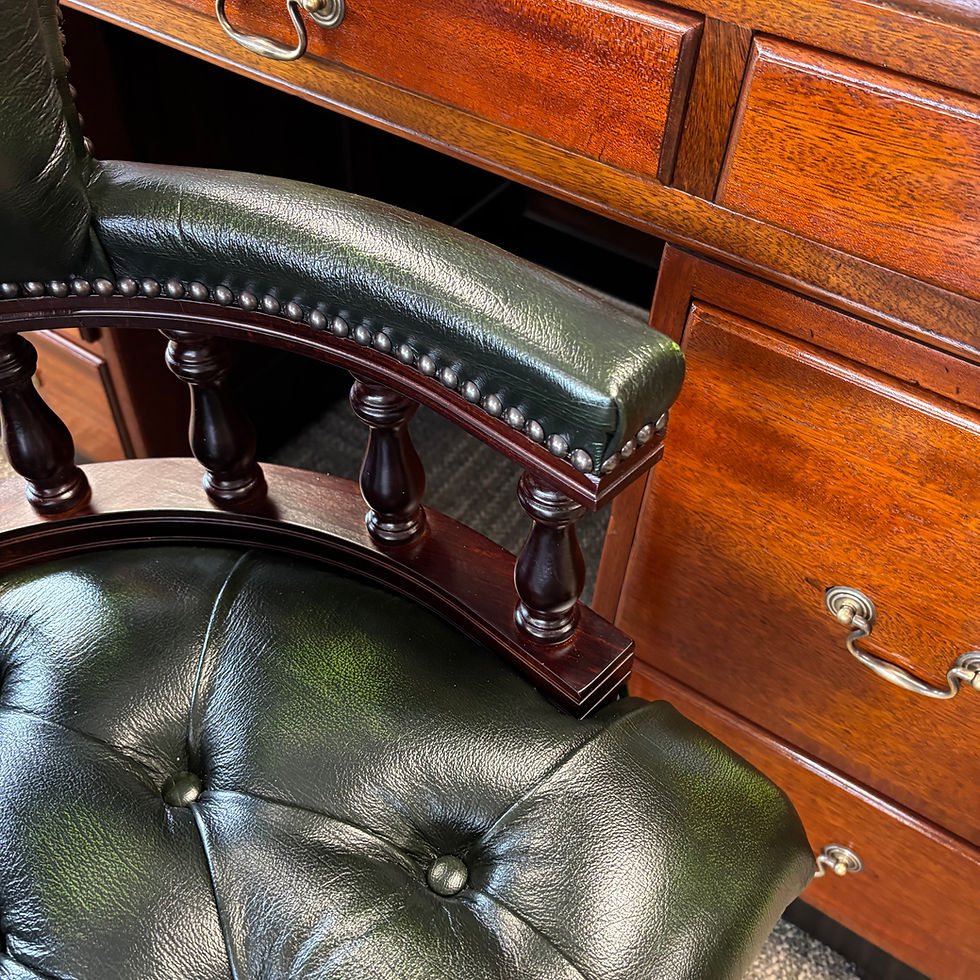 Thumbnail: Chesterfield button back swivel leather captains office chair - GREEN