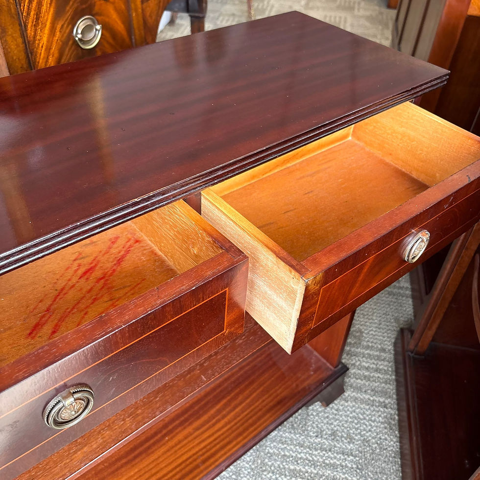 Thumbnail: Mahogany open base two drawer bookcase