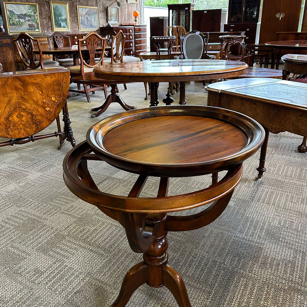 Thumbnail: Fabulous mahogany round tray top occasional side table