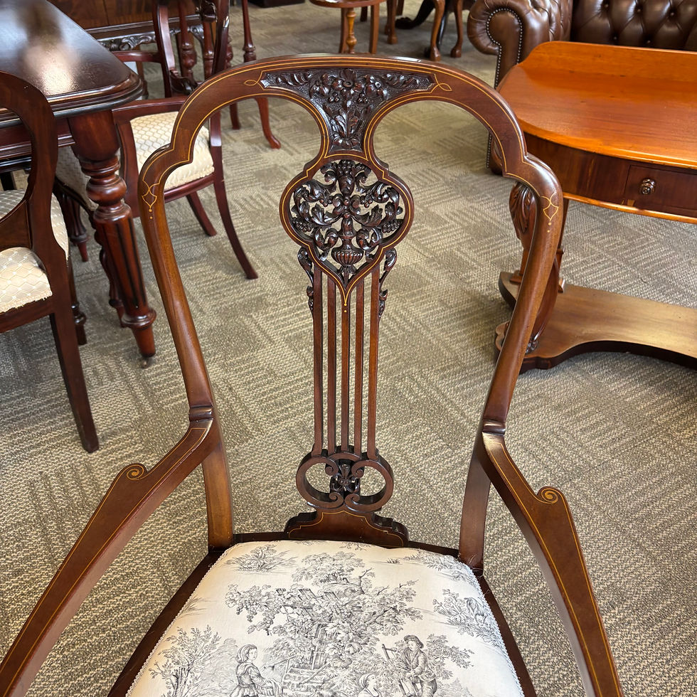 Thumbnail: A fabulous pair of Edwardian mahogany occasional His & Her chairs