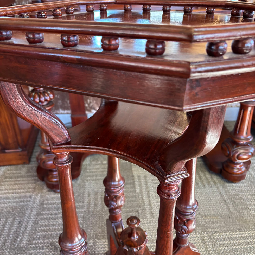 Thumbnail: Beautiful mahogany brass inlaid tall floor side table