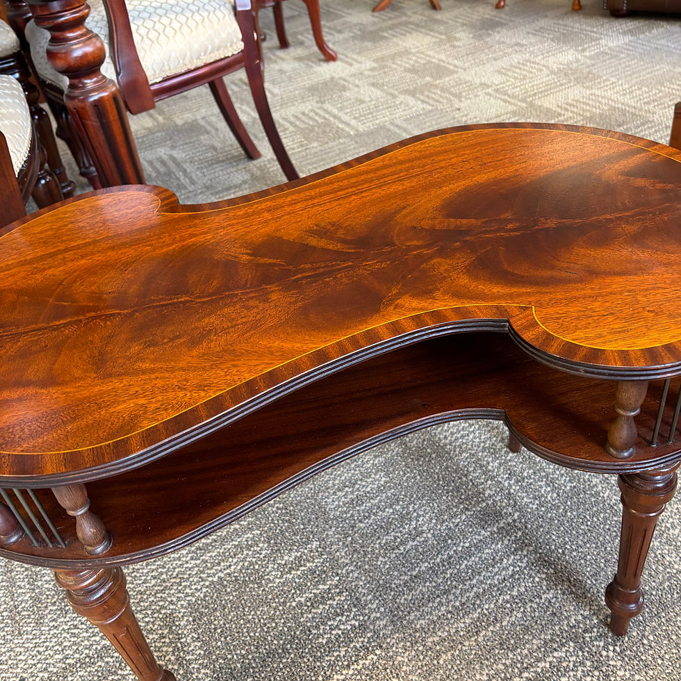Thumbnail: Vintage regency mahogany kidney bean table