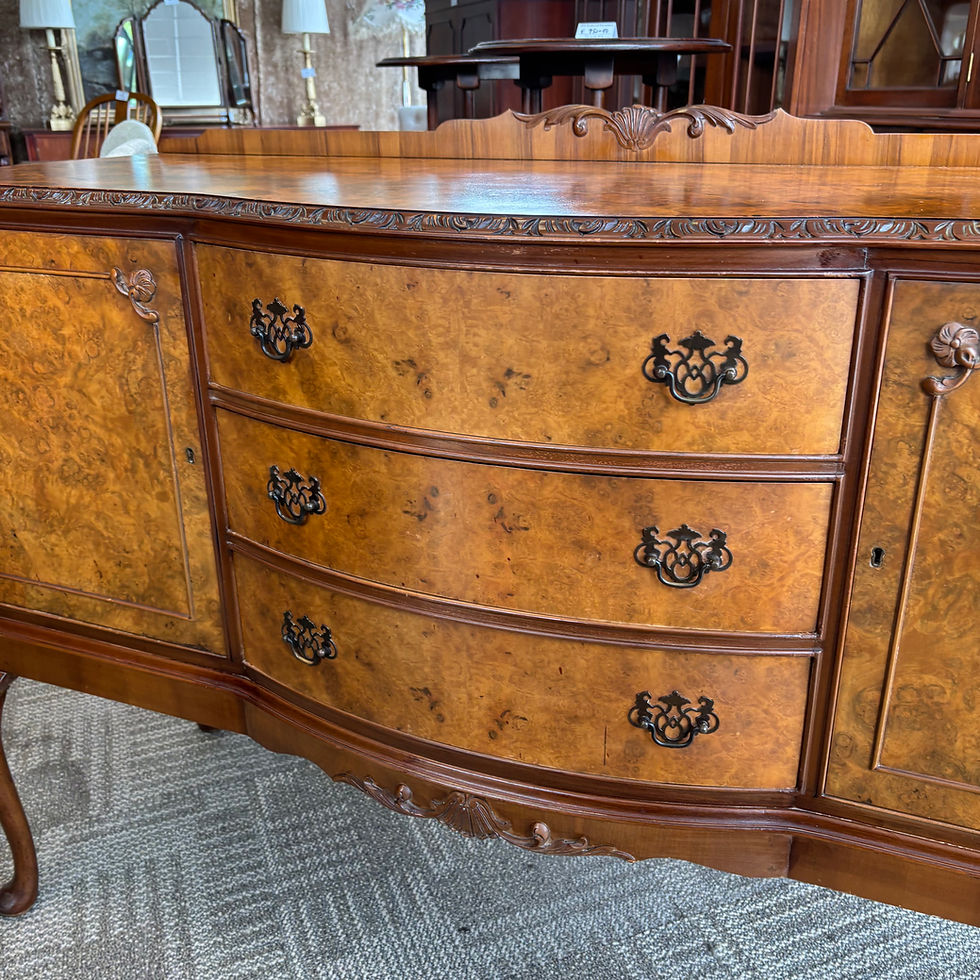 Thumbnail: Fabulous walnut bow fronted serpentine Queen Anne sideboard