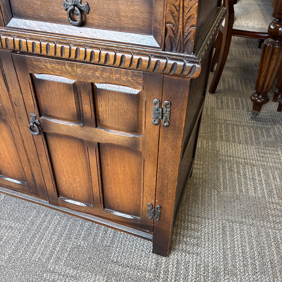 Thumbnail: Old Charm leaded-glass court Jacobean oak dresser.