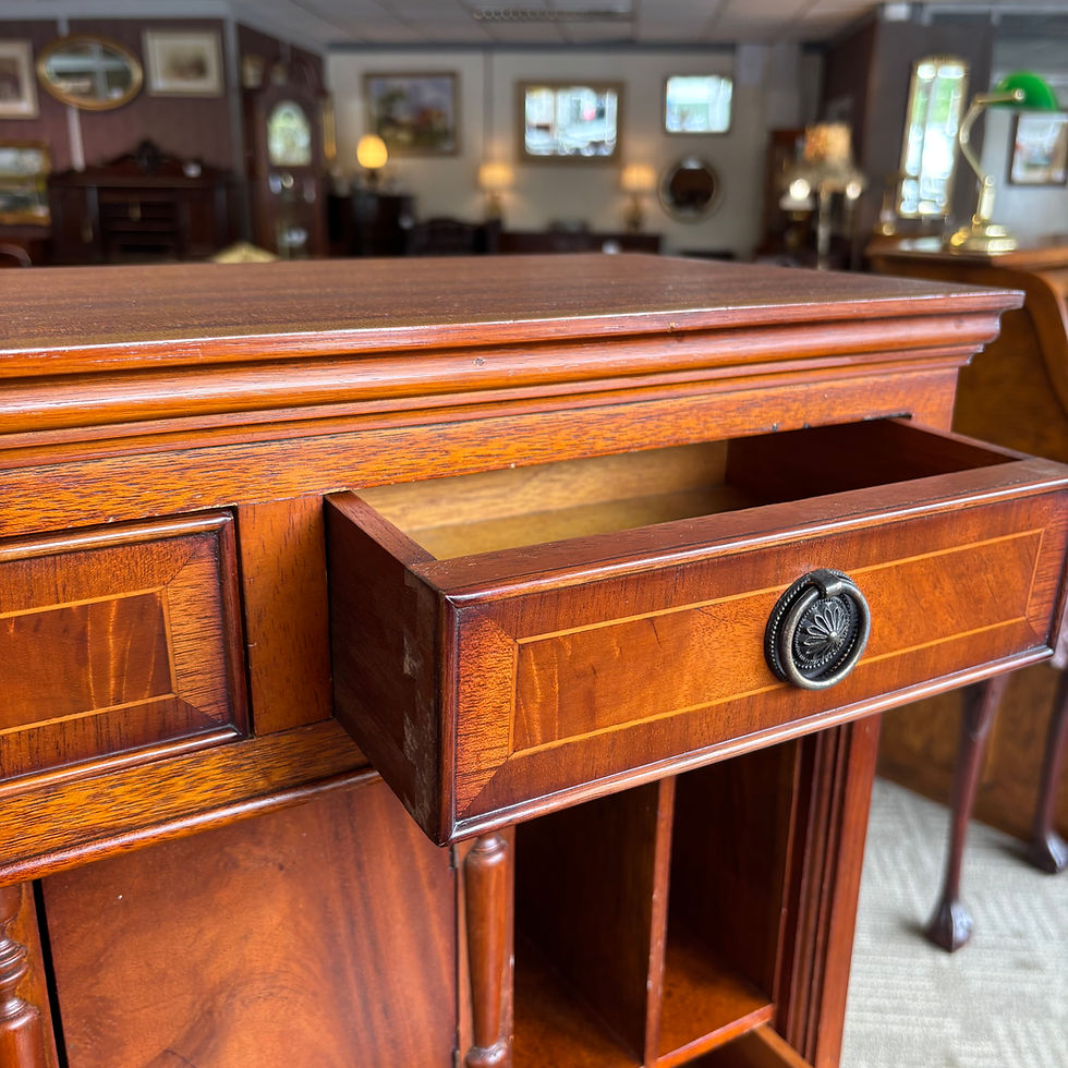 Thumbnail: Georgian style tan leather drop leaf writing bureau