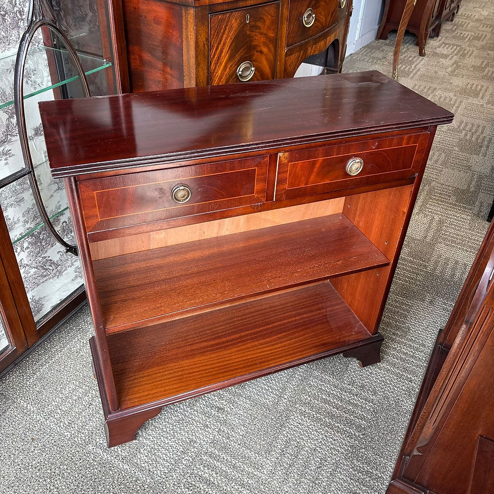 Thumbnail: Mahogany open base two drawer bookcase