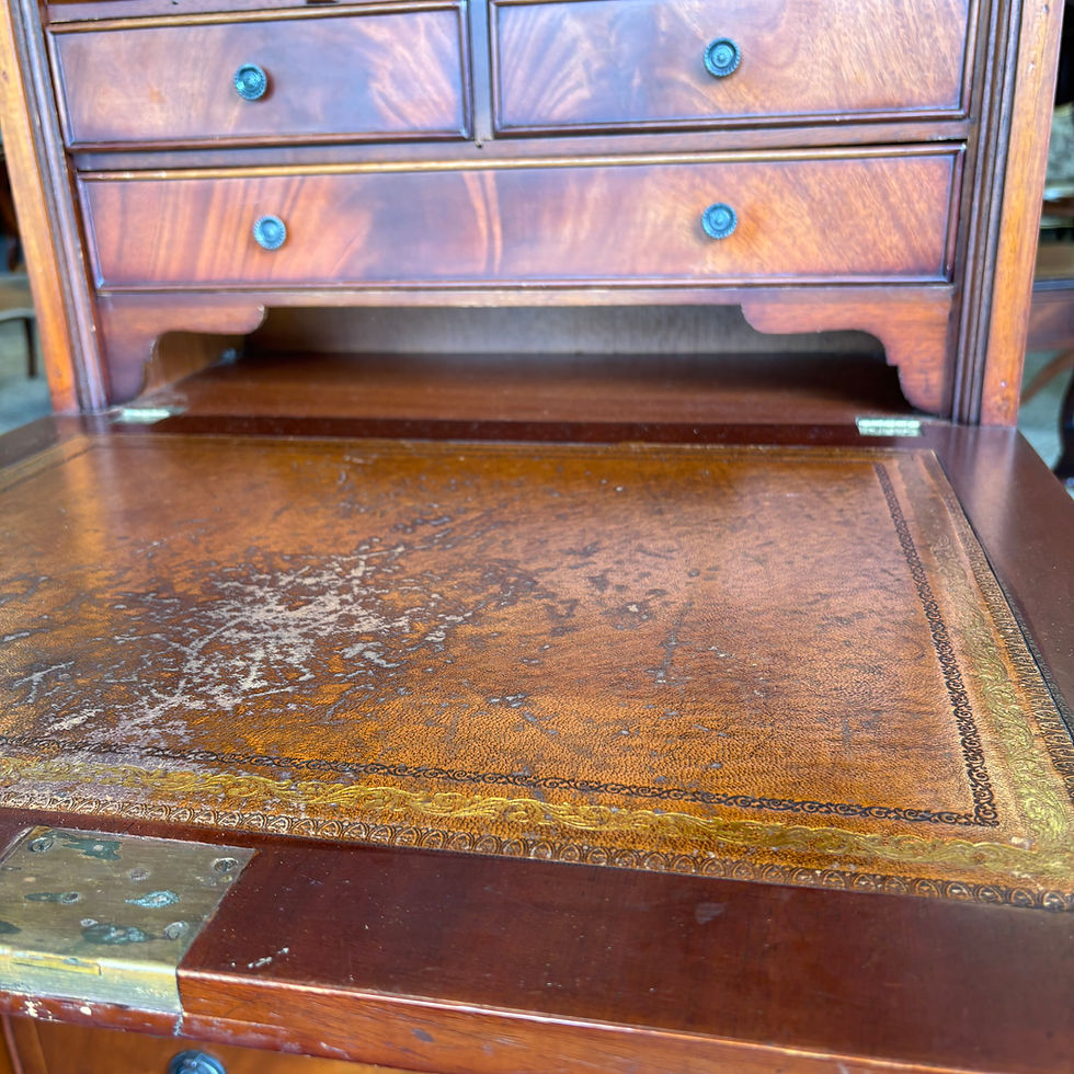Thumbnail: Georgian style tan leather drop leaf writing bureau