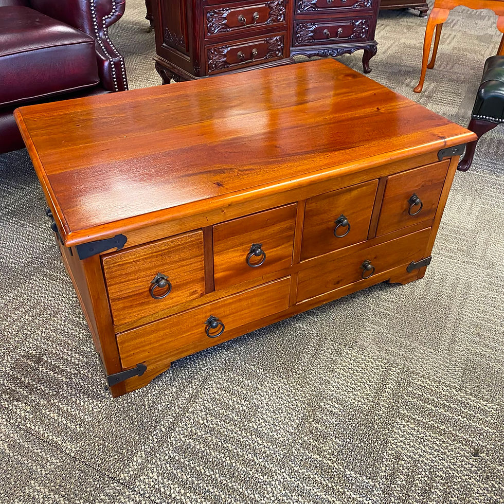 Thumbnail: Vintage mahogany campaign style chest coffee table