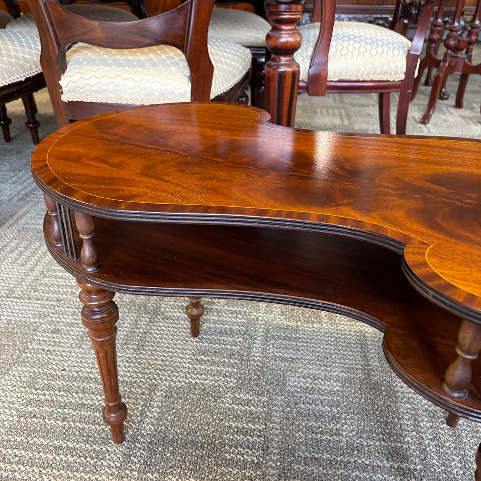 Thumbnail: Vintage regency mahogany kidney bean table