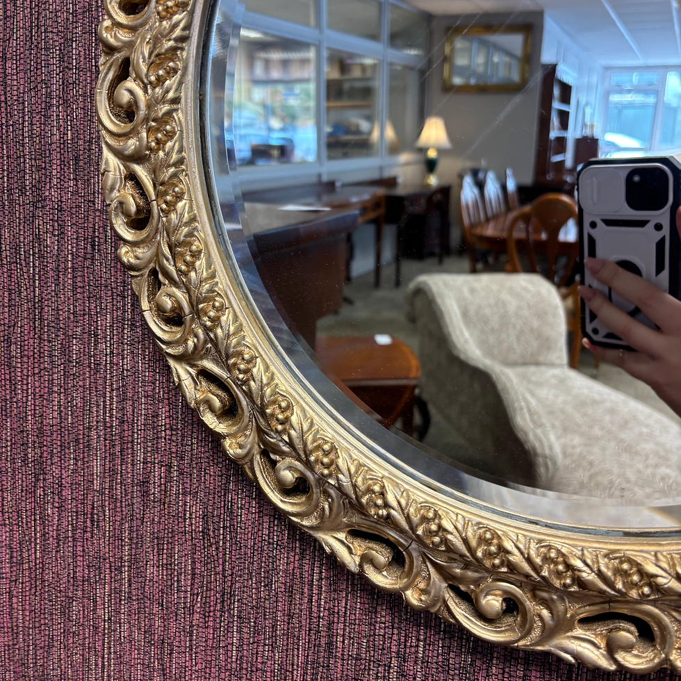 Thumbnail: Beautiful ornate bevelled round wall mirror