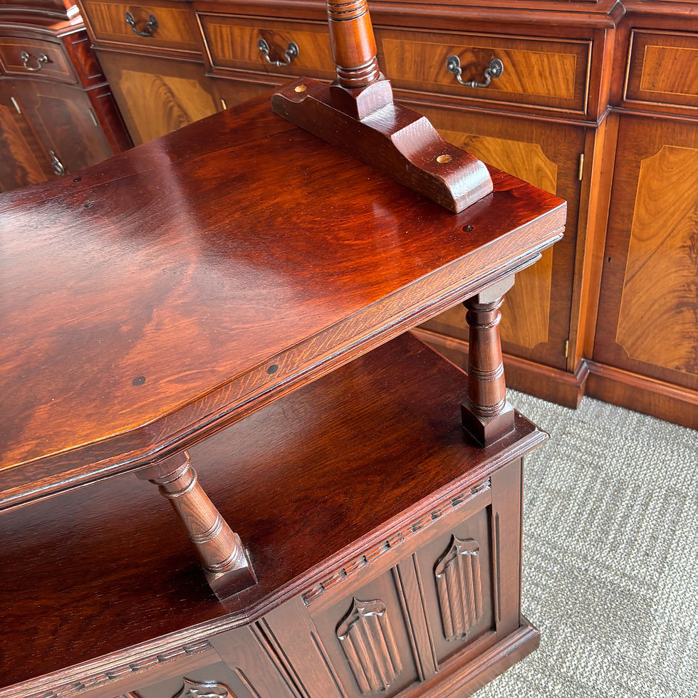 Thumbnail: Wood Bros ‘Old Charm’ carved oak linenfold drinks bar set